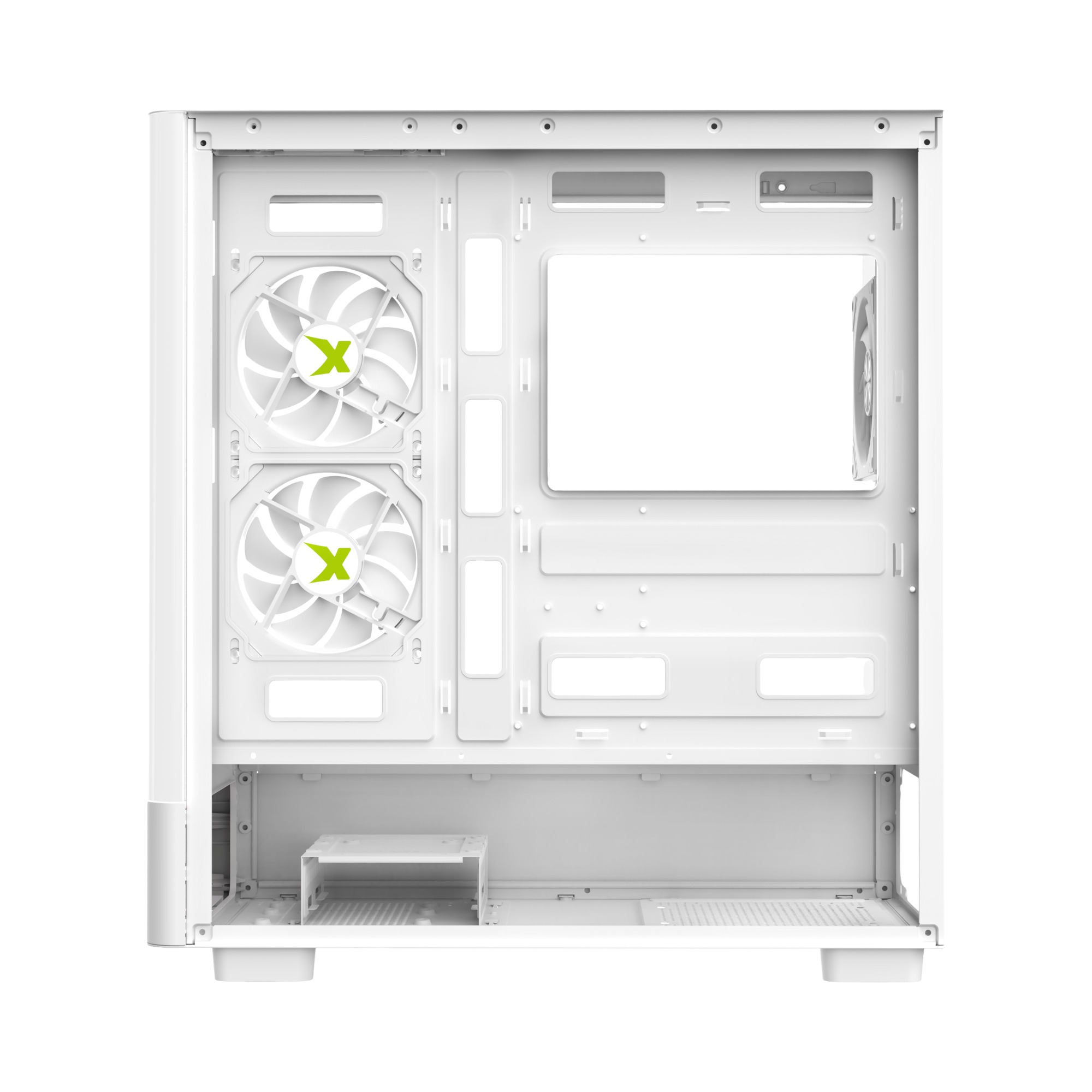 X-MICRO Gabinete Gamer Invictus Core 5 LCD con pantalla de 5″ – Blanco - CSIC-5L-1W