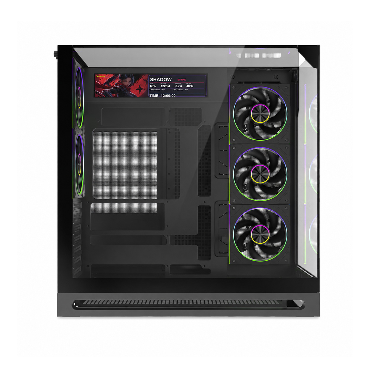 X-MICRO Gabinete Gamer Invictus Ultra 9 LCD con pantalla de 9,16″ – Negro - CSIU-9L-1B
