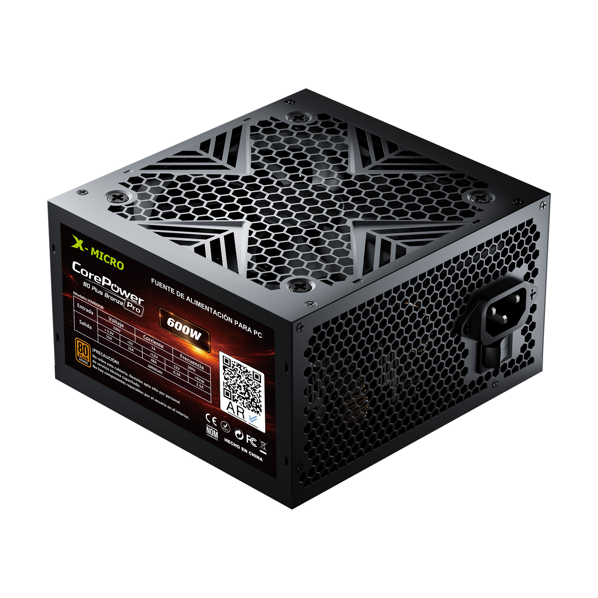 X-MICRO Fuente de Alimentación CorePower 80 Plus Bronze Pro 600W – XM600B