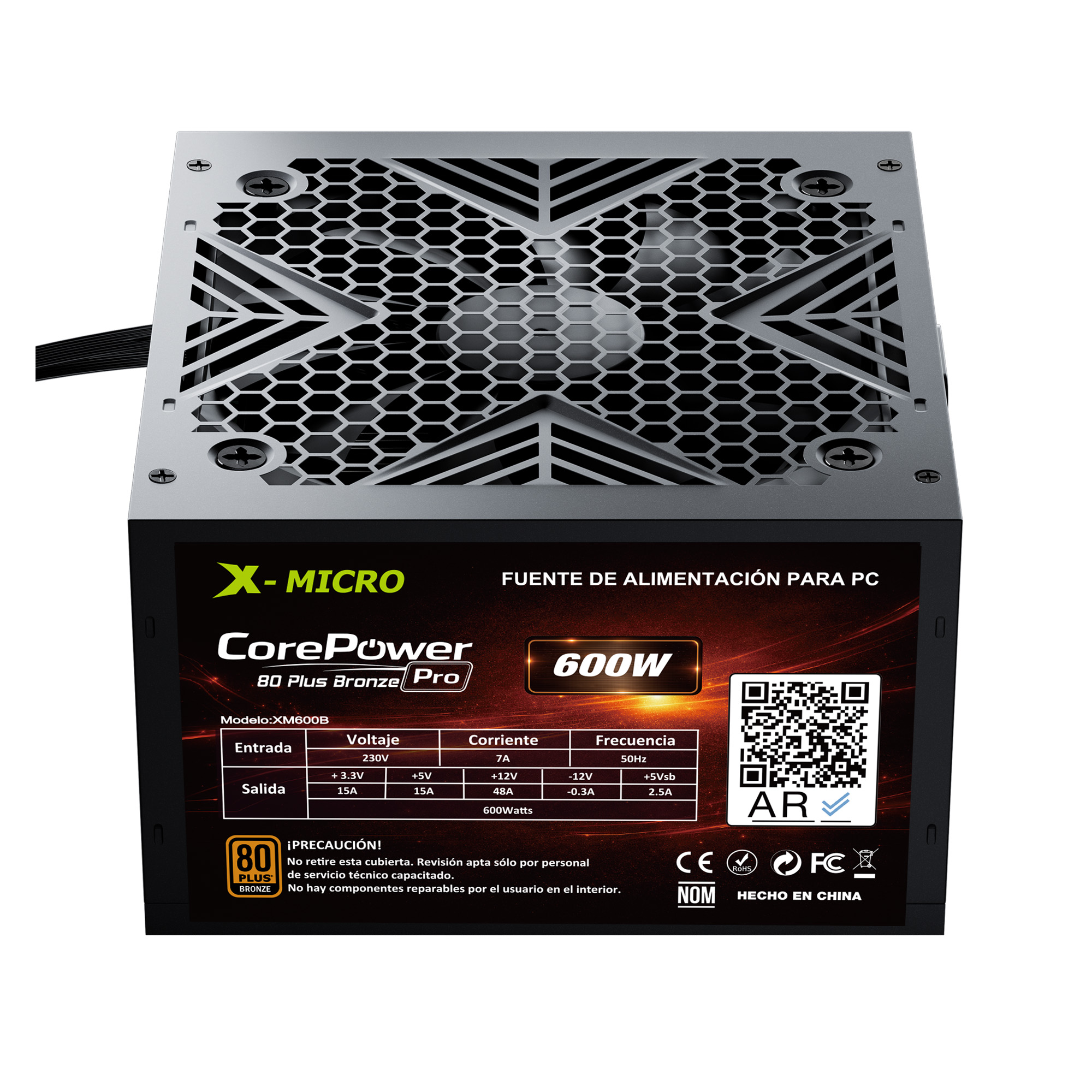 X-MICRO Fuente de Alimentación CorePower 80 Plus Bronze Pro 600W – XM600B